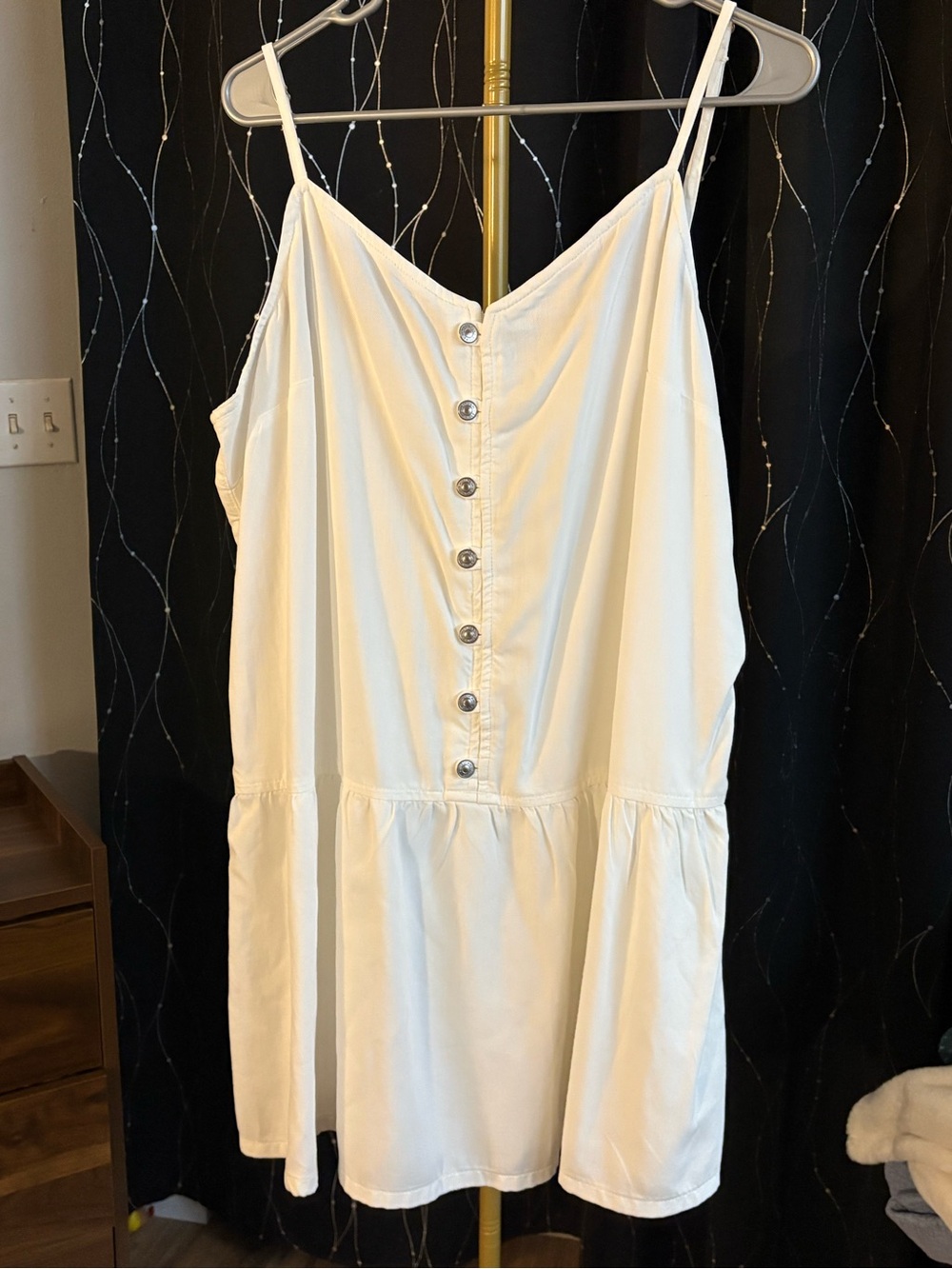 NWT XXL American Eagle Outfitters White Denim Drop Waist Mini Dress
